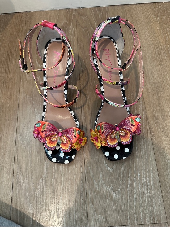Betsey Johnson Shoes - Betsey Johnson Multicolor Butterfly Ankle-Strap Heels Size 9.5